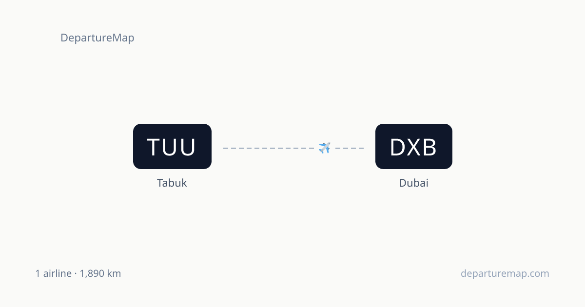 Flights from Tabuk to Dubai — Airlines, Duration & Schedule | DepartureMap